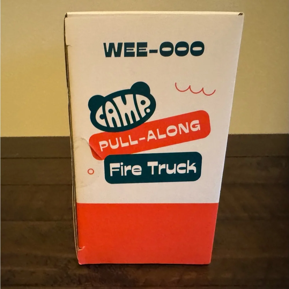 NWT Wooden Pull Along Fire Truck w/ Colorful Wooden Stackable Pieces / Camp Toys